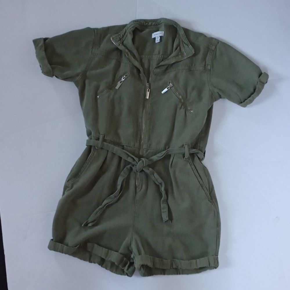 Women's Size 4 Topshop Olive Green Zip Up Utility Jumper Romper One Piece